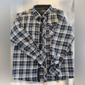 Boys size 10/12 Nomad Button Down Long Sleeve Shirt with blue and white plaid